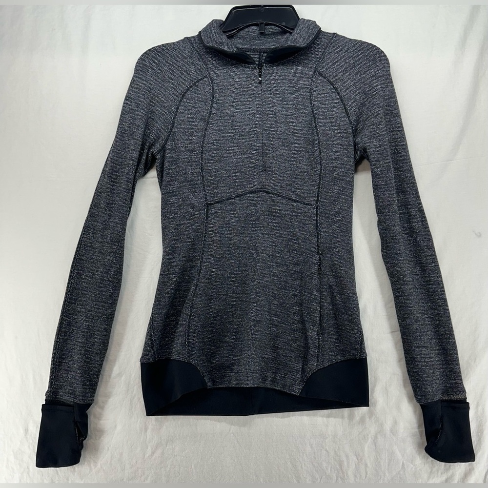 Lululemon Sweatshirt Womens 4 Gray‎ Runderful 1/4 Zip Performance Gym Run Active